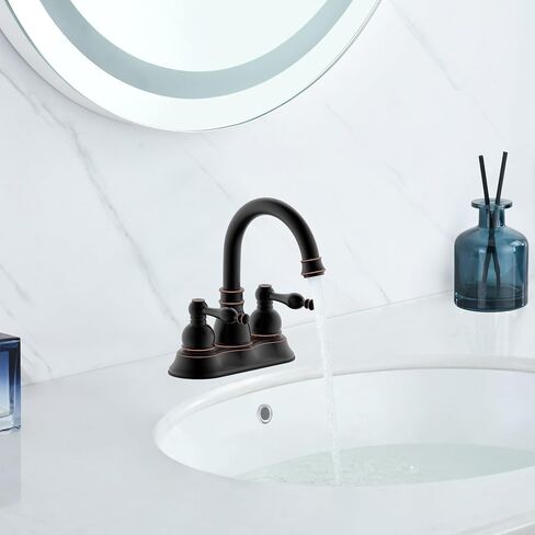 Derengge Two-Handle Bathroom Faucet,Lavatory Bathroom Sink Faucet with Overflow Pop up Drain,4 Inch Centerset Faucet,Brushed Nickel Finished,F-4501JM-BN in Kuwait