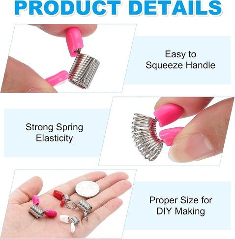 PATIKIL Bead Stopper for Jewelry Making, 20 Pcs 31mm/20mm Spring Bead Clamps Plated with Handle for Jewelry Bracelet Making, Pink in Saudi Arabia