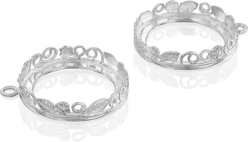 925 Sterling Silver Round 20mm Bezel Setting with Decorative Flower in Saudi Arabia