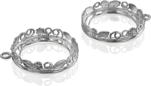 925 Sterling Silver Round 20mm Bezel Setting with Decorative Flower in Saudi Arabia