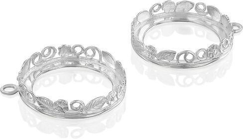 925 Sterling Silver Round 20mm Bezel Setting with Decorative Flower in Saudi Arabia