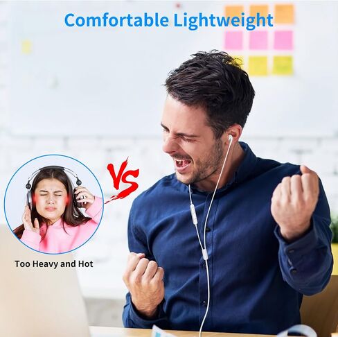 USB Earbuds for PC, USB Headphones with Microphone for Computer,Wired USB Headset with Mic Audio Controls Noise Isolating Stereo Laptop Earphones for Dell HP PS5 Surface Office Zoom Call Work Gaming in Saudi Arabia