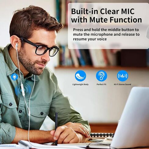 USB Earbuds for PC, USB Headphones with Microphone for Computer,Wired USB Headset with Mic Audio Controls Noise Isolating Stereo Laptop Earphones for Dell HP PS5 Surface Office Zoom Call Work Gaming in Saudi Arabia