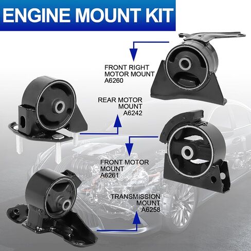 Engine Motor Mount Set - Compatible with Fits for 2003 2004 2005 2006 2007 2008 Toyota Corolla & Toyota Matrix 1.8L 4pc, A4220 A4219 A4218 A4221 in Kuwait