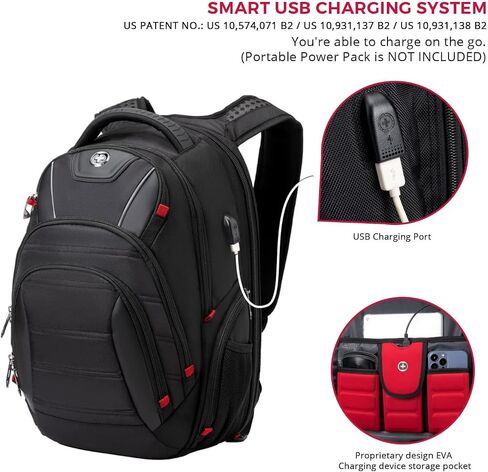 Swissdigital Design TSA Large Business Laptop Backpack For Men, Travel Backpack, Extra Large Laptop Backpacks for Men Women, Water Resistant College Backpacks Airline Approved Business Work J14 in Kuwait