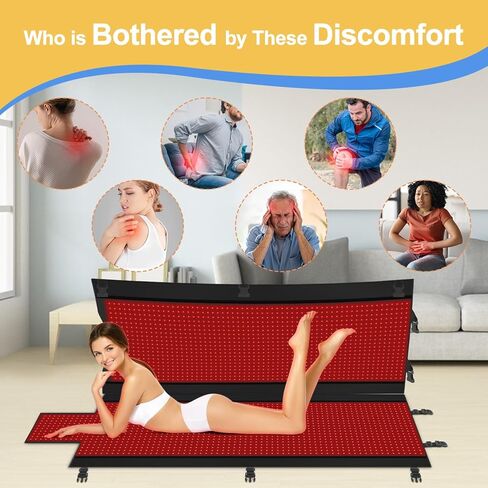 العلاج بالضوء الأحمر للجسم - بساط العلاج بالضوء الأحمر لكامل الجسم، 71.0 × 33.34 بوصة، 2570 قطعة 660 نانومتر و850 نانومتر، مصمم للعلاج بالضوء الأحمر لكامل الجسم للحصول على تجربة راحة أكثر اكتمالاً (رمادي) in Kuwait