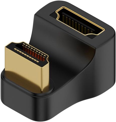 8K HDMI 2.1 Adapter, 360 Degree U Shaped, 48Gbps, HDMI Male to Female Converter with LED Indicator, Black, 1pcs (Down Angle) in Kuwait