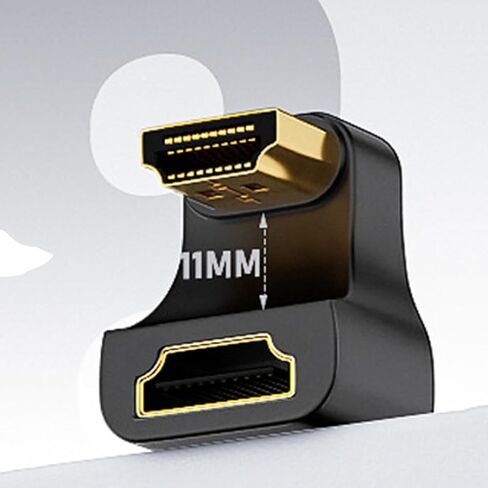 8K HDMI 2.1 Adapter, 360 Degree U Shaped, 48Gbps, HDMI Male to Female Converter with LED Indicator, Black, 1pcs (Down Angle) in Kuwait