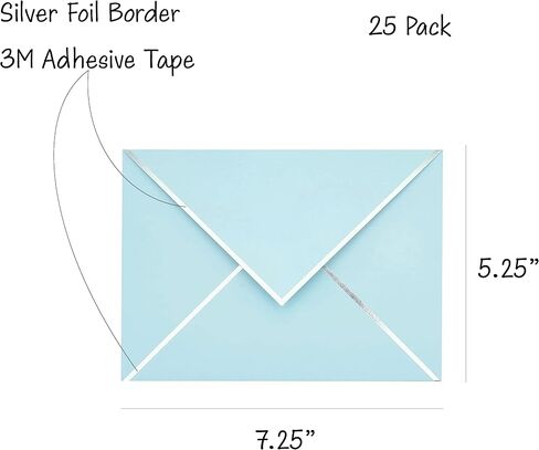 A7 Envelopes - V Flap Foil Border Luxury Mailing Envelopes for 5" x 7" Cards - for Wedding, Invitations, Baby Shower, Photos, Graduation, Birthday, Bridal Shower - 5.25" x 7.25" (Pink, 25 Pack) in Saudi Arabia