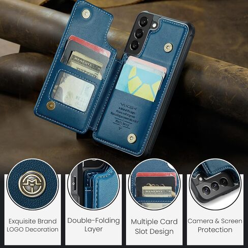 Vinich for Samsung Galaxy S22 Plus Wallet Case with Card Holder, Black in Kuwait