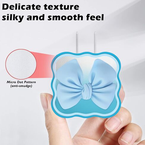 Kawaii Phone Cable Protector for iPhone 18W/20W USB-C Charger with 3D Bow Tie Wave Design,Clear Soft Charger Protective Case Data Line Cover Cute Cable Saver for iPhone Charger-Black in Kuwait
