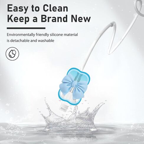 Kawaii Phone Cable Protector for iPhone 18W/20W USB-C Charger with 3D Bow Tie Wave Design,Clear Soft Charger Protective Case Data Line Cover Cute Cable Saver for iPhone Charger-Black in Kuwait