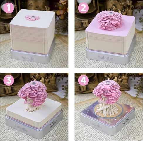 3D Memo Memo Pads تقويم مكتب الورق مع الضوء ، والهدايا الإبداعية DIY ، ومكعبات لوحات الملاحظات غير اللطيفة الملصقات الملصقات الملصقات النشر للمكتب/الصفحة الرئيسية (الوردي) in Kuwait