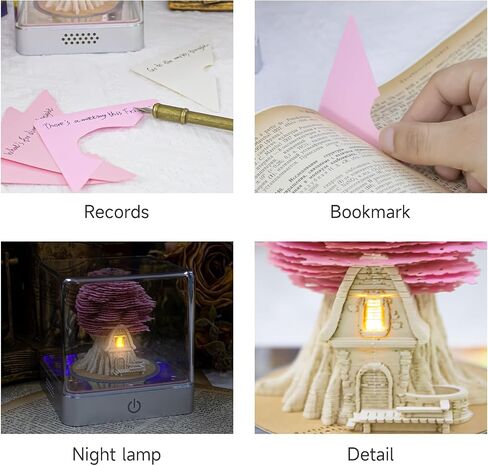 3D Memo Memo Pads تقويم مكتب الورق مع الضوء ، والهدايا الإبداعية DIY ، ومكعبات لوحات الملاحظات غير اللطيفة الملصقات الملصقات الملصقات النشر للمكتب/الصفحة الرئيسية (الوردي) in Kuwait