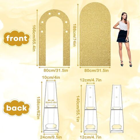 Black Gold Arch Backdrop Stand with Lights, Foam Board Balloon Arch Background Stand Frame for Kids Men Boys Birthday Wedding Baby Shower Engagement Graduation Backdrop Party Decoration(Indoor) in Kuwait