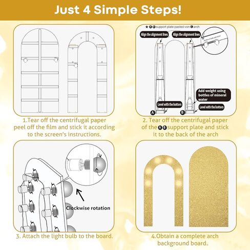 Black Gold Arch Backdrop Stand with Lights, Foam Board Balloon Arch Background Stand Frame for Kids Men Boys Birthday Wedding Baby Shower Engagement Graduation Backdrop Party Decoration(Indoor) in Kuwait