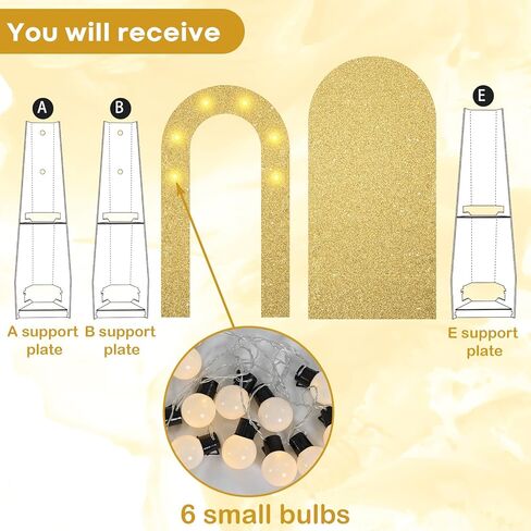 Black Gold Arch Backdrop Stand with Lights, Foam Board Balloon Arch Background Stand Frame for Kids Men Boys Birthday Wedding Baby Shower Engagement Graduation Backdrop Party Decoration(Indoor) in Kuwait