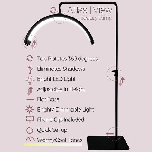 Atlas International View | ضوء الرموش ، ضوء التجميل ، ضوء الوشم ، مصباح PMU ، مصباح الوجه ، إضاءة للجمال ، العناية بالبشرة ، الرموش ، الحواجب ، التصوير وإنشاء المحتوى ، الأسود in Kuwait
