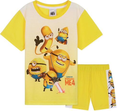 Minions Boys Short Pyjamas Set, Soft Breathable Lounge Wear - Boys Gifts (Yellow/Multi, 13-14 Years) in Kuwait