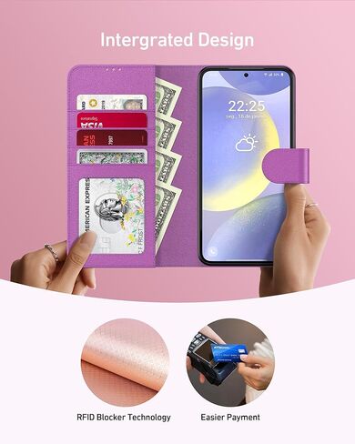 FUNMIKO for Samsung Galaxy S25 Ultra Case Wallet,Detachable Flip Folio Leather Cover,RFID Blocking 4 Card Slots Holder,Kickstand Function,Protective Phone Shell for Men Women Girls,Black in Kuwait