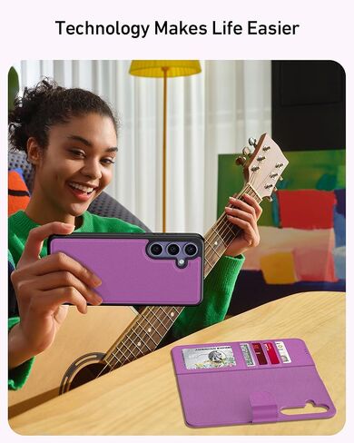 FUNMIKO for Samsung Galaxy S25 Ultra Case Wallet,Detachable Flip Folio Leather Cover,RFID Blocking 4 Card Slots Holder,Kickstand Function,Protective Phone Shell for Men Women Girls,Black in Kuwait