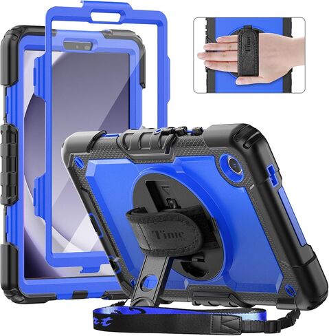 حالة Timecity لـ Samsung Galaxy Tab A9 Case 8.7 بوصة (SM-X110/X115/X117) ، مع واقي شاشة مدمج ، وقصة دوارة 360 درجة ، وحزام يدوي وحزام الكتف لـ Galaxy Tab A9 4G LTE Tablet- الأسود in Kuwait