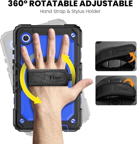 حالة Timecity لـ Samsung Galaxy Tab A9 Case 8.7 بوصة (SM-X110/X115/X117) ، مع واقي شاشة مدمج ، وقصة دوارة 360 درجة ، وحزام يدوي وحزام الكتف لـ Galaxy Tab A9 4G LTE Tablet- الأسود in Kuwait