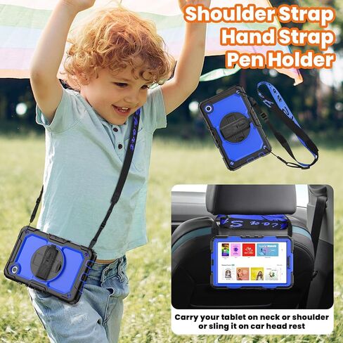 حالة Timecity لـ Samsung Galaxy Tab A9 Case 8.7 بوصة (SM-X110/X115/X117) ، مع واقي شاشة مدمج ، وقصة دوارة 360 درجة ، وحزام يدوي وحزام الكتف لـ Galaxy Tab A9 4G LTE Tablet- الأسود in Kuwait