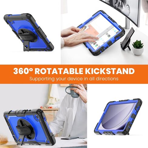 حالة Timecity لـ Samsung Galaxy Tab A9 Case 8.7 بوصة (SM-X110/X115/X117) ، مع واقي شاشة مدمج ، وقصة دوارة 360 درجة ، وحزام يدوي وحزام الكتف لـ Galaxy Tab A9 4G LTE Tablet- الأسود in Kuwait