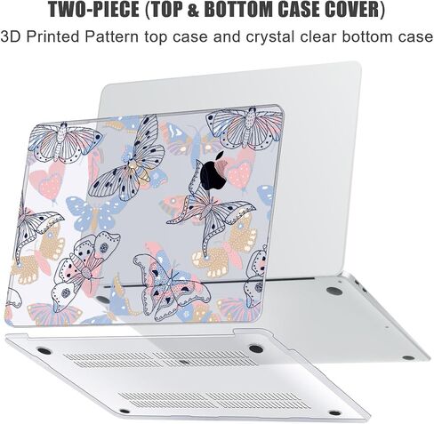 ysclbahuk متوافق مع MacBook Air 13 بوصة 2021 2020-2018 M1 A2337 A2179 A1932 مع معرف اللمس وشبكية الشبكية ، علبة الصلابة الصلبة البلاستيكية+غطاء لوحة المفاتيح+لوحة تتبع+حامي شاشة ، Line Butterfly in Kuwait