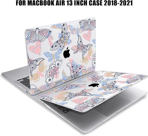 ysclbahuk متوافق مع MacBook Air 13 بوصة 2021 2020-2018 M1 A2337 A2179 A1932 مع معرف اللمس وشبكية الشبكية ، علبة الصلابة الصلبة البلاستيكية+غطاء لوحة المفاتيح+لوحة تتبع+حامي شاشة ، Line Butterfly in Kuwait