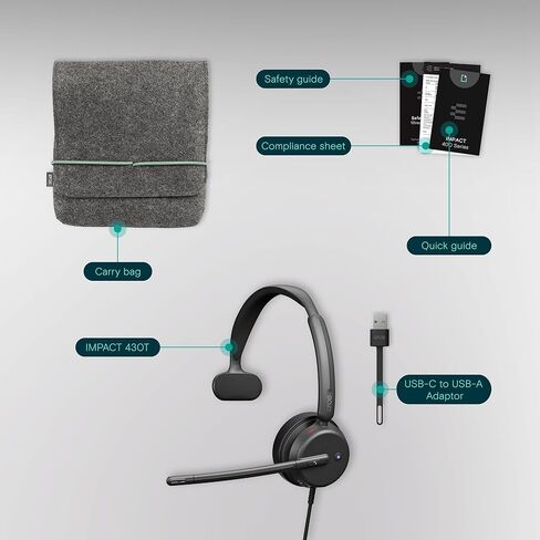 EPOS Impact 460 - Binaural On-Ear Headset with Dual Microphone, Noise Cancellation, USB-C/USB/A Connectivity, Home Office, Plug-and-Play, Zoom, UC in Kuwait