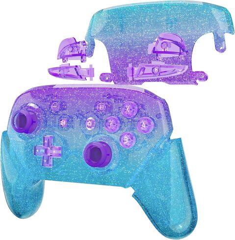 eXtremeRate Faceplate Backplate Handles for Nintendo Switch Pro Controller, Glitter Gradient Translucent Green Blue Replacement Hand Grip Housing Shell for Nintendo Switch Pro -Controller Without in Kuwait