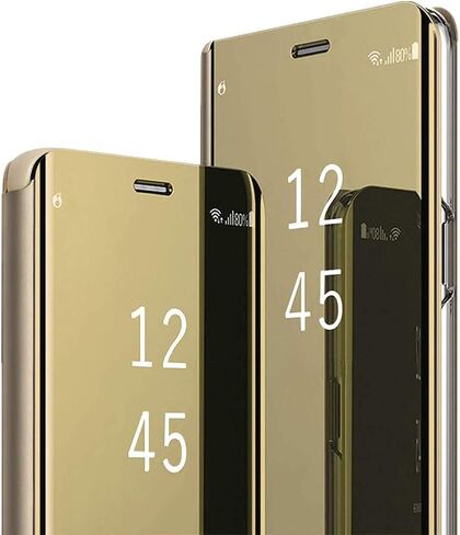 Galaxy S25 Cover Cases Compatible with Samsung S25 Flip Cell Phone Case Clear View Mirror Flip Cover PU Leather with Kickstand Protective Cover for Samsung Galaxy S25 (Black) in Saudi Arabia