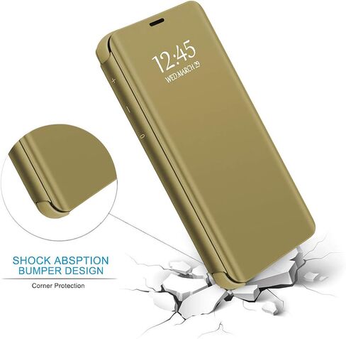 Galaxy S25 Cover Cases Compatible with Samsung S25 Flip Cell Phone Case Clear View Mirror Flip Cover PU Leather with Kickstand Protective Cover for Samsung Galaxy S25 (Black) in Saudi Arabia