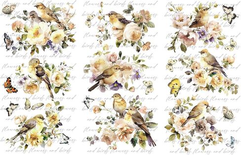 PLIGREAT 3 Sheets Vintage Rub on Transfer for Crafts Retro Floral and Bird Rub on Transfer Decals Furniture Stickers for DIY Home Wood Wardrobe Cabinet Table Decoration Old Furniture Renovation Decor in Kuwait