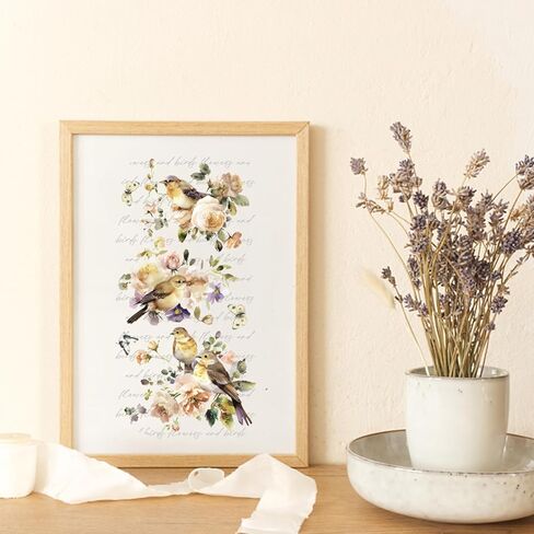PLIGREAT 3 Sheets Vintage Rub on Transfer for Crafts Retro Floral and Bird Rub on Transfer Decals Furniture Stickers for DIY Home Wood Wardrobe Cabinet Table Decoration Old Furniture Renovation Decor in Kuwait