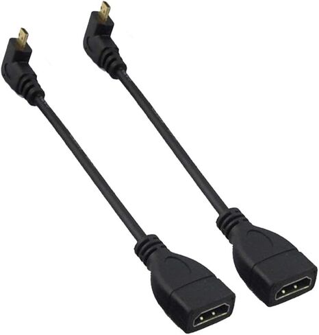 Seadream Angled Micro HDMI to HDMI Adapter Cable, 2Pack 6" 15CM 90 Degree Micro HDMI Right-Toward Left-Toward Male to HDMI Female Cable Adapter Connector (2pcs Each of Right and Left) in Kuwait
