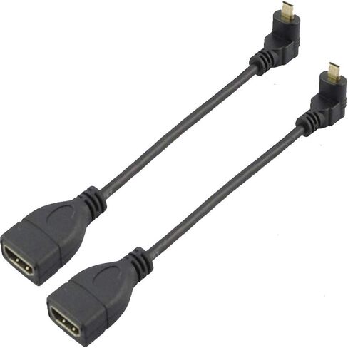 Seadream Angled Micro HDMI to HDMI Adapter Cable, 2Pack 6" 15CM 90 Degree Micro HDMI Right-Toward Left-Toward Male to HDMI Female Cable Adapter Connector (2pcs Each of Right and Left) in Kuwait