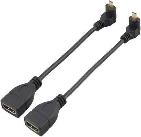 Seadream Angled Micro HDMI to HDMI Adapter Cable, 2Pack 6" 15CM 90 Degree Micro HDMI Right-Toward Left-Toward Male to HDMI Female Cable Adapter Connector (2pcs Each of Right and Left) in Kuwait