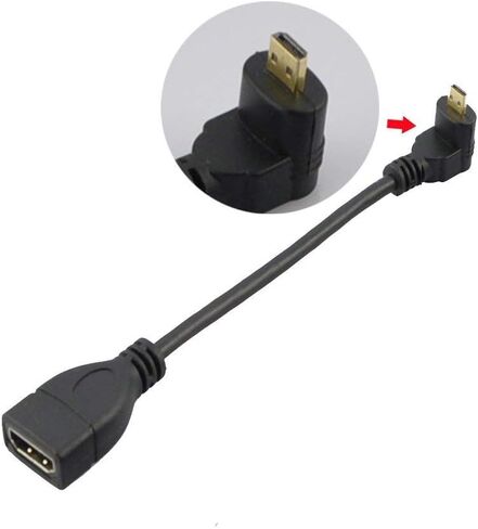Seadream Angled Micro HDMI to HDMI Adapter Cable, 2Pack 6" 15CM 90 Degree Micro HDMI Right-Toward Left-Toward Male to HDMI Female Cable Adapter Connector (2pcs Each of Right and Left) in Kuwait