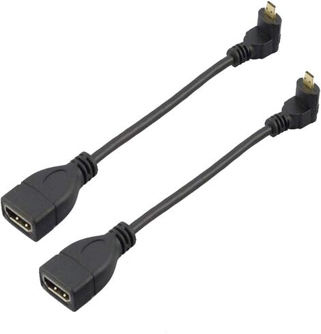 Seadream Angled Micro HDMI to HDMI Adapter Cable, 2Pack 6" 15CM 90 Degree Micro HDMI Right-Toward Left-Toward Male to HDMI Female Cable Adapter Connector (2pcs Each of Right and Left) in Kuwait