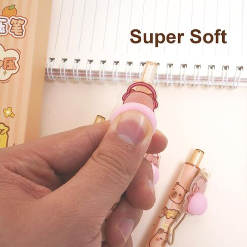 4 أجهزة كمبيوتر لطيفة قابلة للسحب كاريكاتير Capybara Pen 0.5mm جل الأسود أقلام الحبر مضحك قبضة ناعمة كتابة القلم للفتيات الأولاد للرجال لوازم المدرسة المدارس (Capybara) in Kuwait
