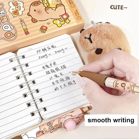 4 أجهزة كمبيوتر لطيفة قابلة للسحب كاريكاتير Capybara Pen 0.5mm جل الأسود أقلام الحبر مضحك قبضة ناعمة كتابة القلم للفتيات الأولاد للرجال لوازم المدرسة المدارس (Capybara) in Kuwait