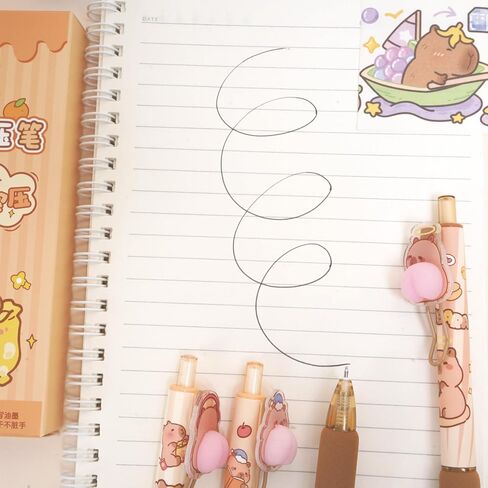 4 أجهزة كمبيوتر لطيفة قابلة للسحب كاريكاتير Capybara Pen 0.5mm جل الأسود أقلام الحبر مضحك قبضة ناعمة كتابة القلم للفتيات الأولاد للرجال لوازم المدرسة المدارس (Capybara) in Kuwait