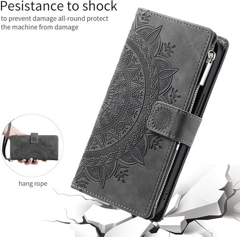 Asuwish Phone Case for Samsung Galaxy S22 Ultra 5G Wallet Cover with Tempered Glass Screen Protector Wrist Strap Mandala Flower Flip Zipper Card Holder Cell S22ultra 22S S 22 S22ultra5g 6.8 Purple in Saudi Arabia