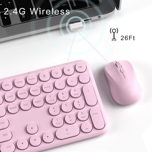 Wireless Keyboard and Mouse Set – MPTOG Full-Sized 110Pcs Slim Round Key Design, Quiet Typing, Adjustable DPI Ergonomic Mouse, Wireless Combo for PC, Mac, Laptop, Tablets(Mint Green) in Saudi Arabia