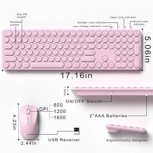 Wireless Keyboard and Mouse Set – MPTOG Full-Sized 110Pcs Slim Round Key Design, Quiet Typing, Adjustable DPI Ergonomic Mouse, Wireless Combo for PC, Mac, Laptop, Tablets(Mint Green) in Saudi Arabia