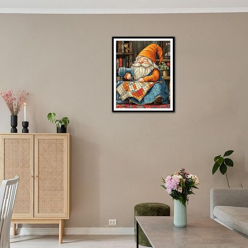 ARNLRDYA Gnome Paint by Numbers for Adults, Gnomes Using Sewing Machine Paint by Number Kits, Gnome Sewing A Quilt Acrylic Painting for Home Decor(16×20inch, Unframe) in Saudi Arabia