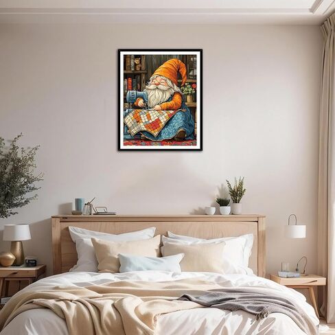 ARNLRDYA Gnome Paint by Numbers for Adults, Gnomes Using Sewing Machine Paint by Number Kits, Gnome Sewing A Quilt Acrylic Painting for Home Decor(16×20inch, Unframe) in Saudi Arabia